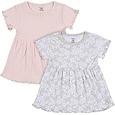 Gerber Baby Girls Toddler 2-Pack Short Sleeve Cotton Dresses