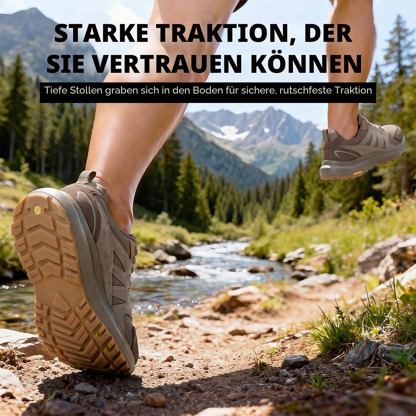 FitVille Wanderschuhe Herren Extra Breit Wasserdicht Trekkingschuhe Outdoorschuhe rutschfeste Knöchel Bergschuhe Atmungsaktiv Leicht Walkingschuhe Weite Sneaker Hiking Shoes Braun 43 EU Weit 5