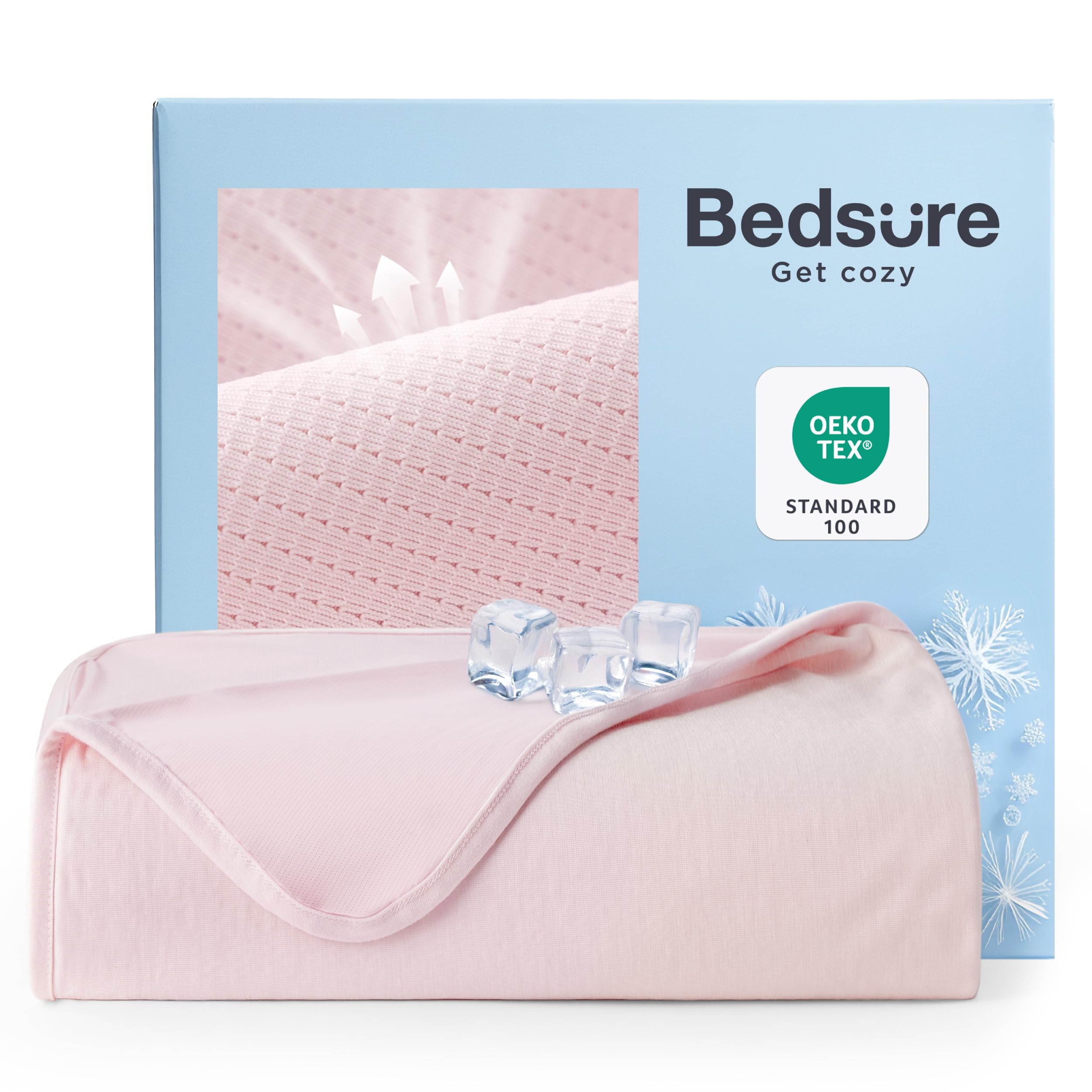 Photo 1 of Bedsure Summer Cooling Blanket King Size for Hot Sleepers with Sports Mesh Design, Arc-Chill Q-Max 0.4 Lightweight Breathable Ice Cold Blanket for Night Sweats, 108 x 90 Inches, Mesh Pink