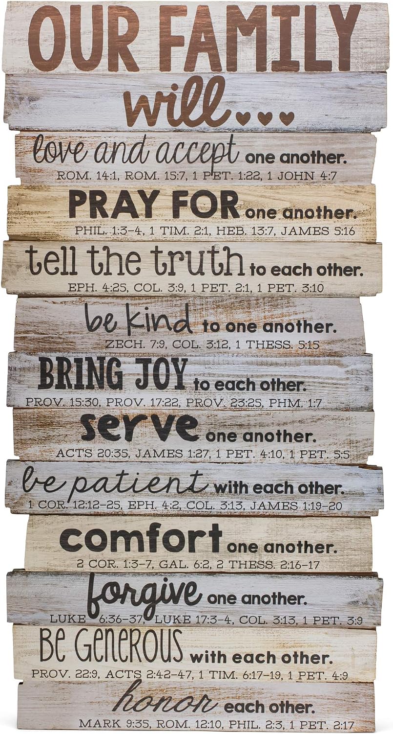 Lighthouse Christian Products Our Family Will Love One Another Rustic Stacked Pallet 8.5 x 16.5 Wood Wall Plaque