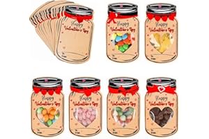 JNYVE Valentines Day Cards for Kids - 50 Pack Mason Jar Valentine Gifts Cards - Funny Valentines Exchange Cards for School Class Classroom Party Favors (Candy Not Included)