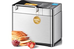 KEEPEEZ Bread Maker, 17-in-1 2LB Stainless Steel with Bread Machine, Non-Stick Pan, Smart Touch, Aut...