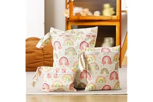 Happy Flute 3 Set Wet Bag Storage Bag Zipper Waterproof Washable Travel Bags, Beach, Pool, Gym Bag for Cloth Diaper, Swimsuits & Wet Clothes(Rainbow2)