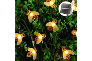 BRIGHTOWN Solar Bee String Lights Outdoor 31 Feet 50 Led Honeybee Fairy Lights with 8 Lighting Modes, Waterproof Solar Bumble Bee Lights for Patio Yard Garden Grass Wedding Christmas Party Decor (Warm White)