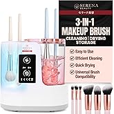 Serena Beauty Automatic Electric Makeup Brush Cleaner Machine – 3-in-1 Automatic Makeup Brush Cleaner & Dryer, USB Powered, 5 Min Auto-Cycle, Cleans & Dries Multiple Brushes in 5 min.