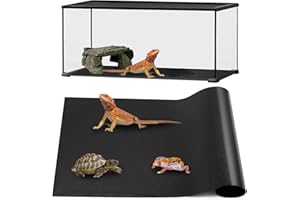 zunzingy Bearded Dragon Tank Accessories, Reptile Mat, Reptile Terrarium Substrate Liner for Leopard Gecko, Lizard, Snake, Tortoise, Iguana Non-Adhesive Reptile Flooring (18"x72" Black)