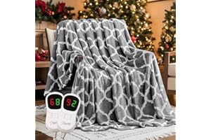 Homemate Heated Blanket Electric Queen Size - 84“x90“ Heating Blanket with 10 Fast Heat Levels 8 Hours Auto Off Ultra Soft Cozy Flannel Over-Heated Protection ETL Certification Keep Warming in Home
