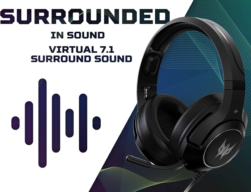 Predator Galea 350, Cuffie Gaming, con Cavo 3.5 mm Jack, Driver Audio 50 mm, Impedenza 32 ohm, Potenza nom 20mW, Fascia Regolabile, Microfono Retrattile Unidirezionale, Controllo Volume, Nero