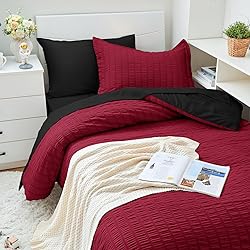 HYMOKEGE Red & Black Twin XL Comforter Set