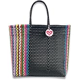 MARIA VICTORIA Large Mexican Woven Tote - Waterproof Multi-Color Beach & Shopping Bag