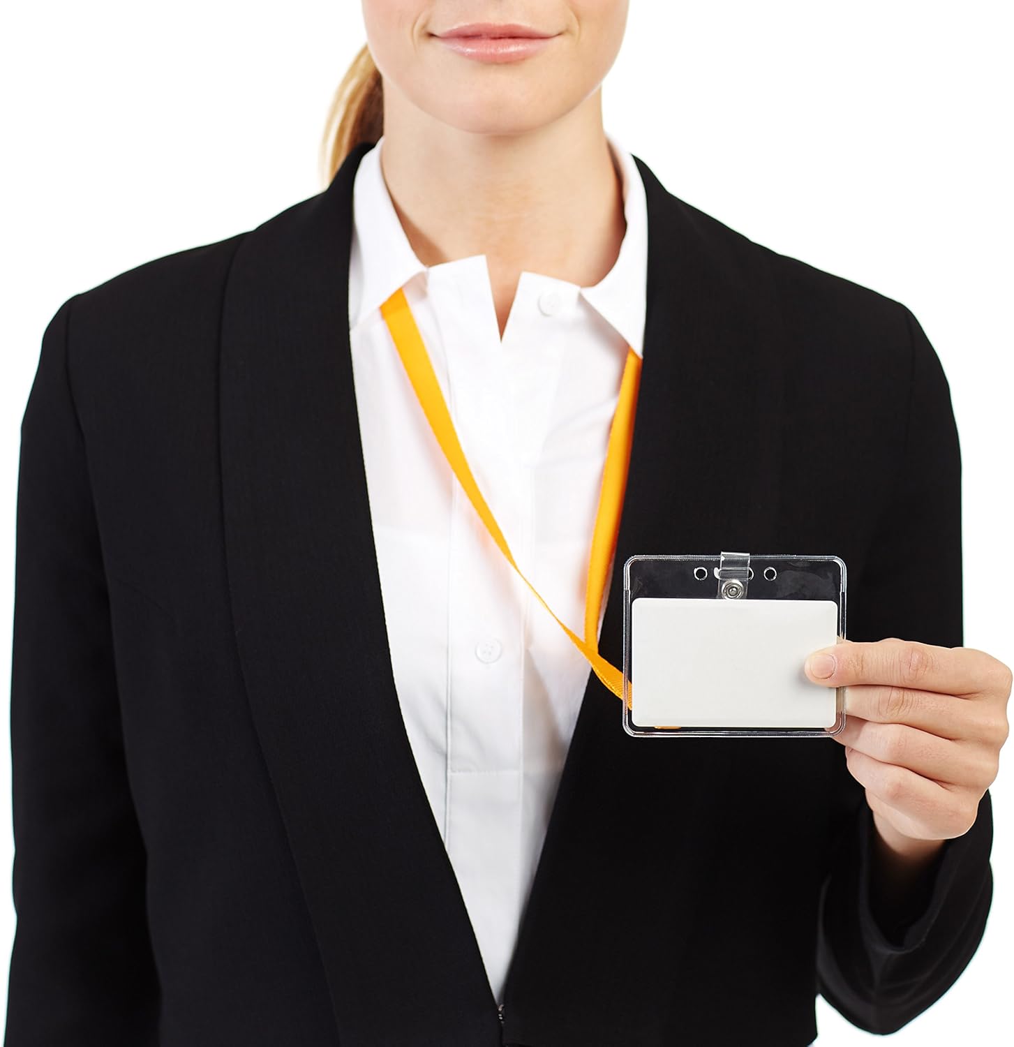 Basics Clear Name ID Badge Holder - Horizontal (Pack of 50) : Office Products