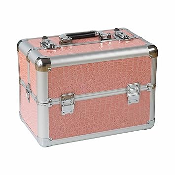 N&BF kleiner Profi Kosmetikkoffer mit praktischem Tragegurt in Pink | Robust dank ABS Kunststoff & hochwertigen Alu | Abschli