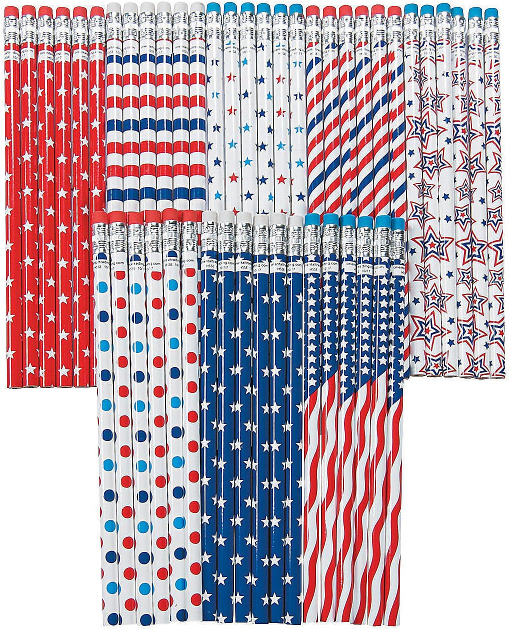 Patriotic Patterns Pencil Bulk Assortment 72 Pencils