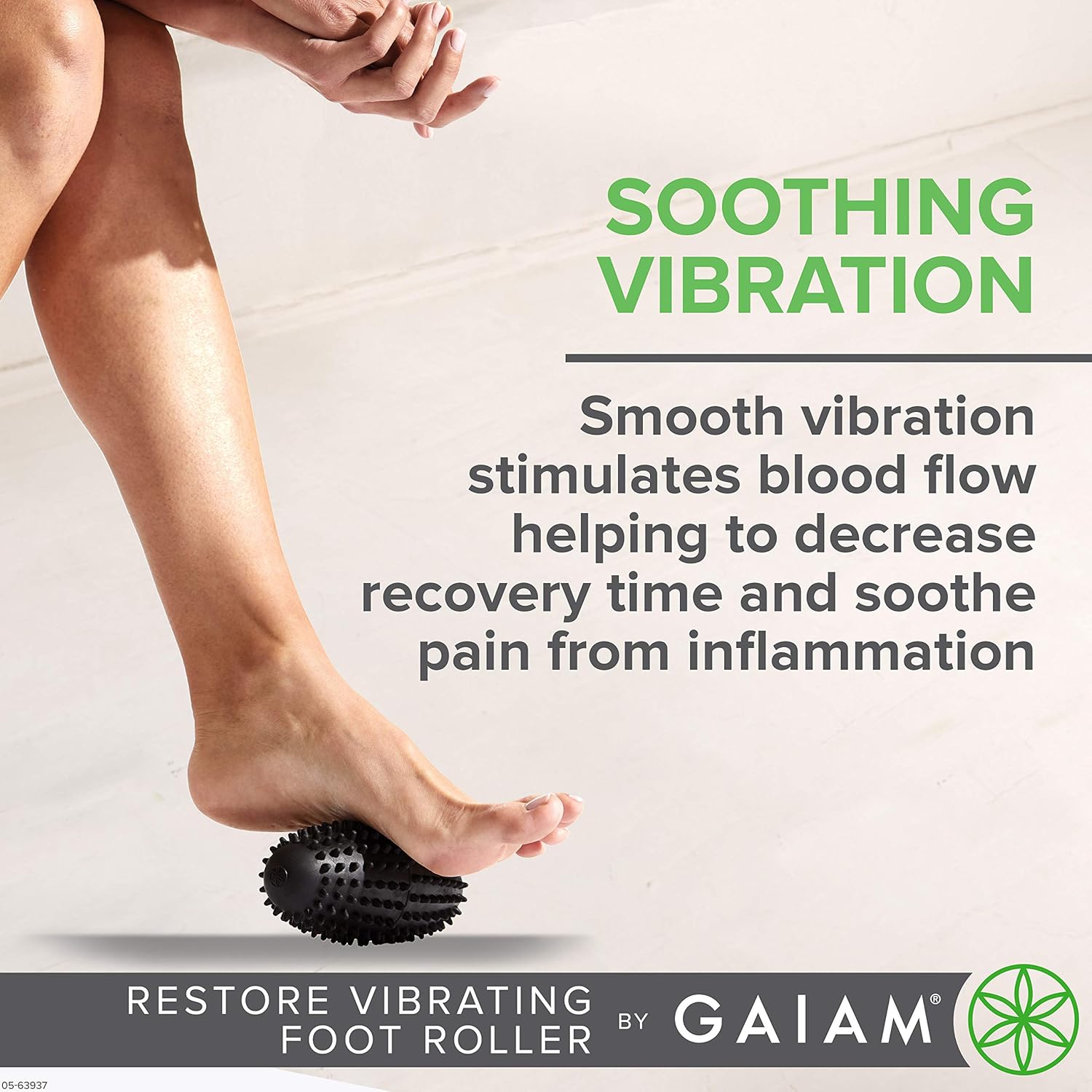 Gaiam Restore Vibrating Foot Roller - Vibration Massage Therapy Ergonomic Textured Massager Ball for Plantar Fasciitis, Myofascial Pain, Arch and Sore Feet (Includes 2 AAA Batteries), Black: Sports & Outdoors
