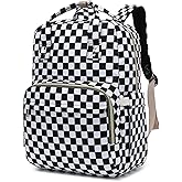 Kouxunt Checkered Laptop Backpack College Bookbag School Backpack for Women Girls, Travel Backpack 15.6 Inch Computer Backpacks