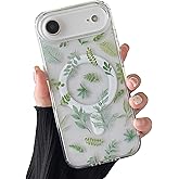 ZTOFERA for iPhone Air Magnetic Case Compatible with Magsafe,Aesthetic Floral Pattern Design Cute for Girl Women,Anti-Drop Protective Hard Phone Cover for iPhone Air-Green Leaf