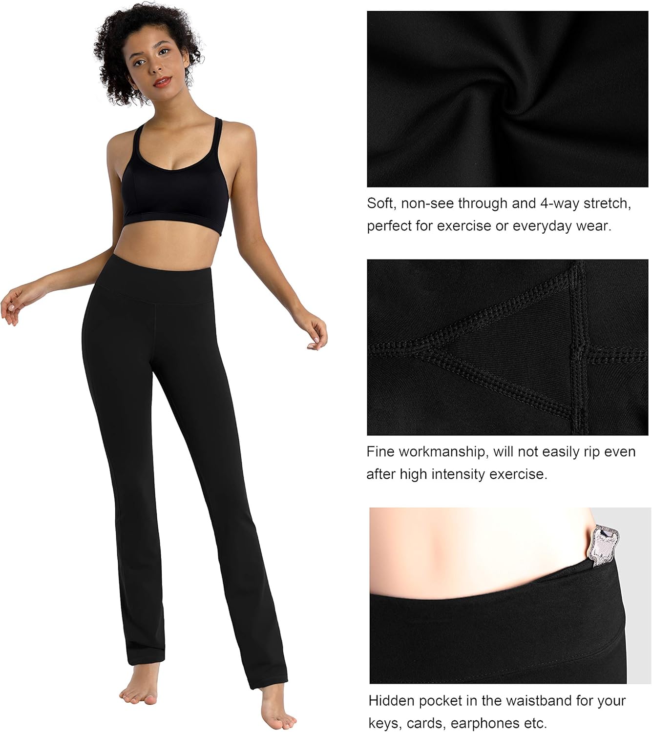 BUBBLELIME 29"/31"/33"/35" 3 Styles Women Bootcut Yoga Pants Basic/Back Pocket/Straight Leg Soft Workout Flare Tummy Control: Clothing
