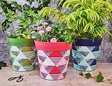 Hum Flowerpots Set of 3 22 cm Indoor Outdoor Plastic Pots Geometric Patterned view 7