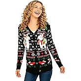 v28 Ugly Christmas Sweater for Women Reindeer Funny Merry Knit Sweaters Cardigan