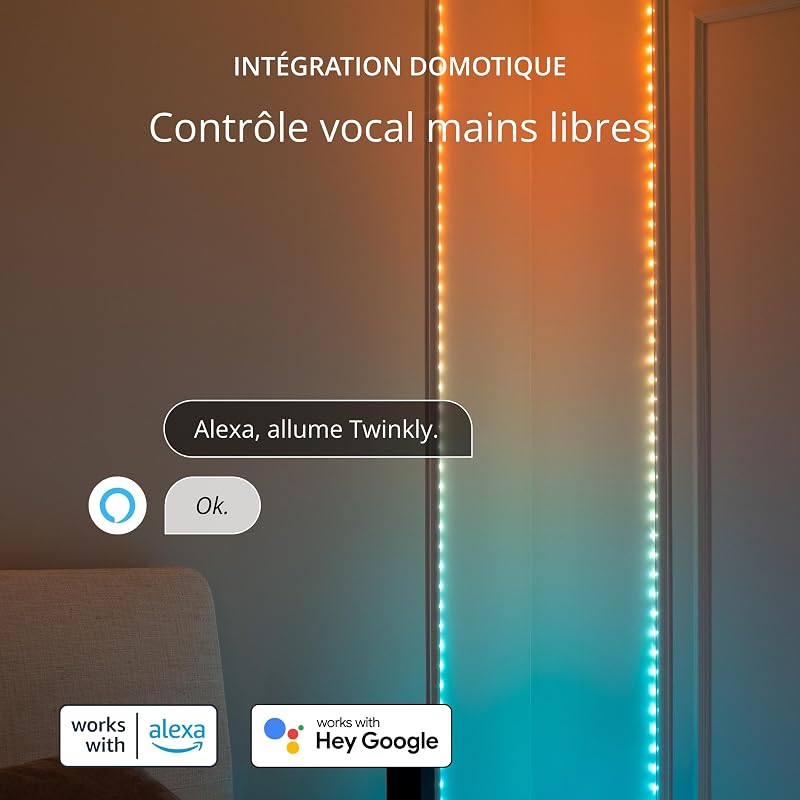 Dots 10m, Bandeau LED Multicolore pour Extérieur et Intérieur, Bandeau LED RGB Flexible, Compatible avec Alexa, Google Home, IP44, 16 M+ Couleurs, Contrôlé par App, Fil Noir, 200 LED
