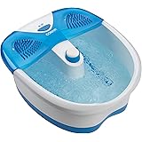 Conair Foot Spa Bath with Extra Deep Soak Basin, Massaging Bubbles, Pumice Stone and Pinpoint Massage Attachments, Blue/White