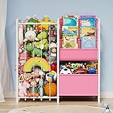 GUIBUKEYAN Kids Bookshelf and Toy Storage, 3 Tier Kids Book Shelf for Kid Rooms with Stuffed Animal Storage, Toy Storage Organizer, Stuffed Animals Zoo Storage Cage for Bedroom, Nursery, Playroom