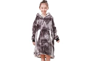 Pawque Blanket Hoodie for Kids, Oversized Wearable Blanket Sweatshirt with Super Warm Microfiber and Sherpa, Soft Fluffy Blan