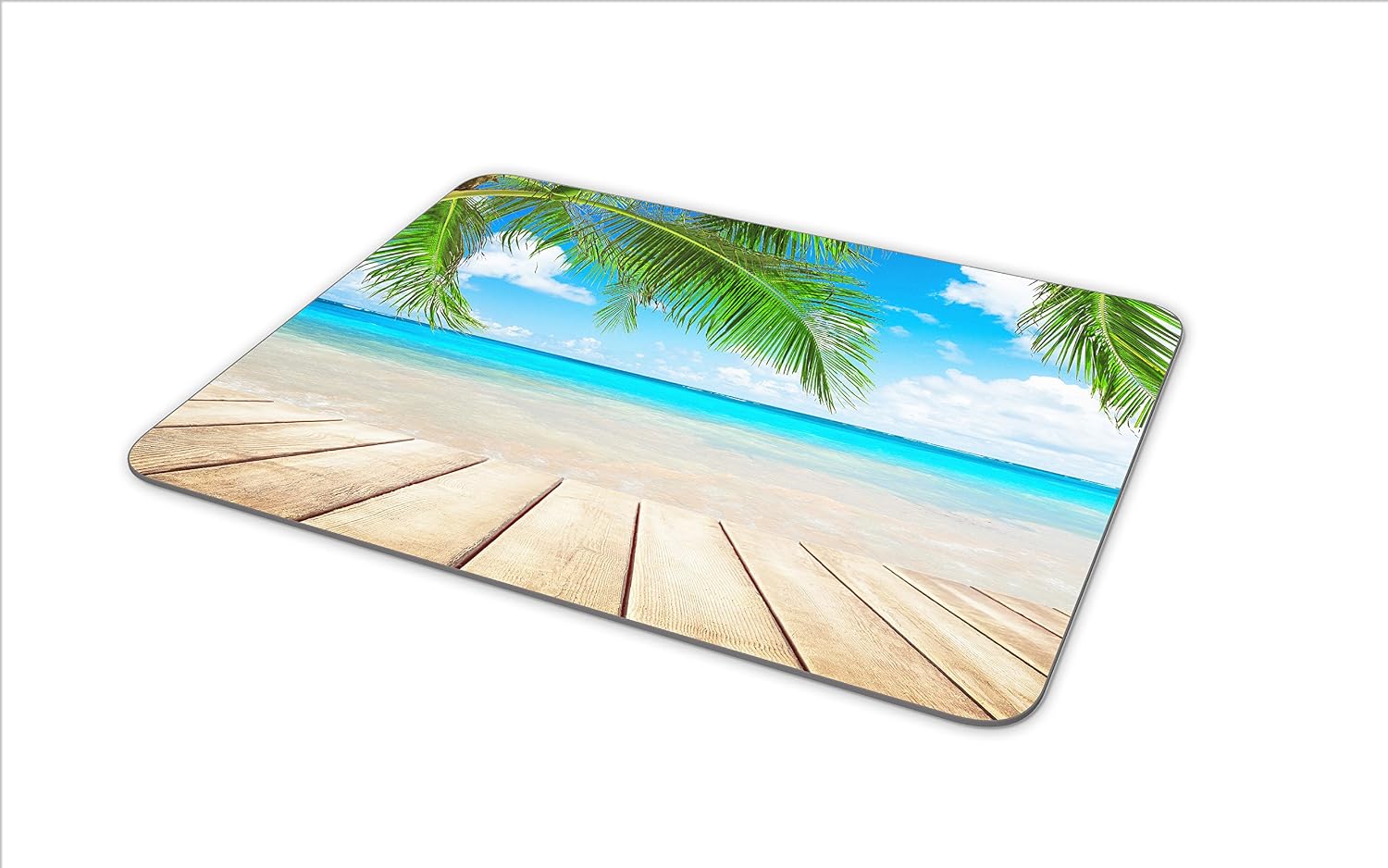 Destination Vinyl Ltd Beach Scene Mouse Mat Pad - Palm Tree Tropical Island Computer #13251, Multicolor, 23.5cm x 19.6cm x 5mm - Image 5