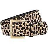 SANSTHS Women Wide Leather Belt for Dresses Jeans Fashion Gold Buckle Ladies Waist Thick Belt