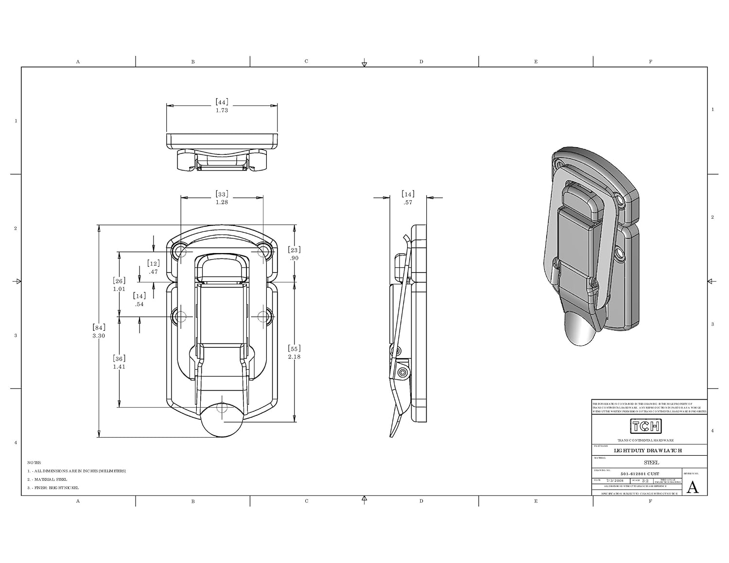 TCH Hardware 2 Pack Steel Draw Latch Case Briefcase Chest Trunk