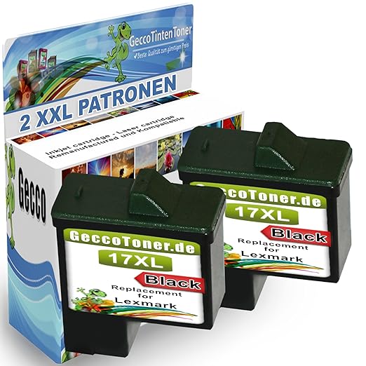 2X Druckerpatronen Als Ersatz für Lexmark 17 XL Schwarz Black BK für Lexmark X2230 X2250 X1180 X1185 X1190 X1250 X1270 X1290 