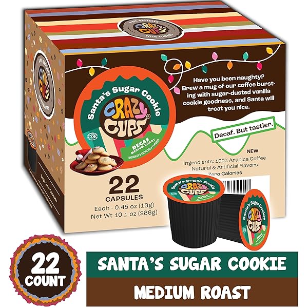 CRAZY CUPS SANTA’S SUGAR COOKIES DECAF 22CT