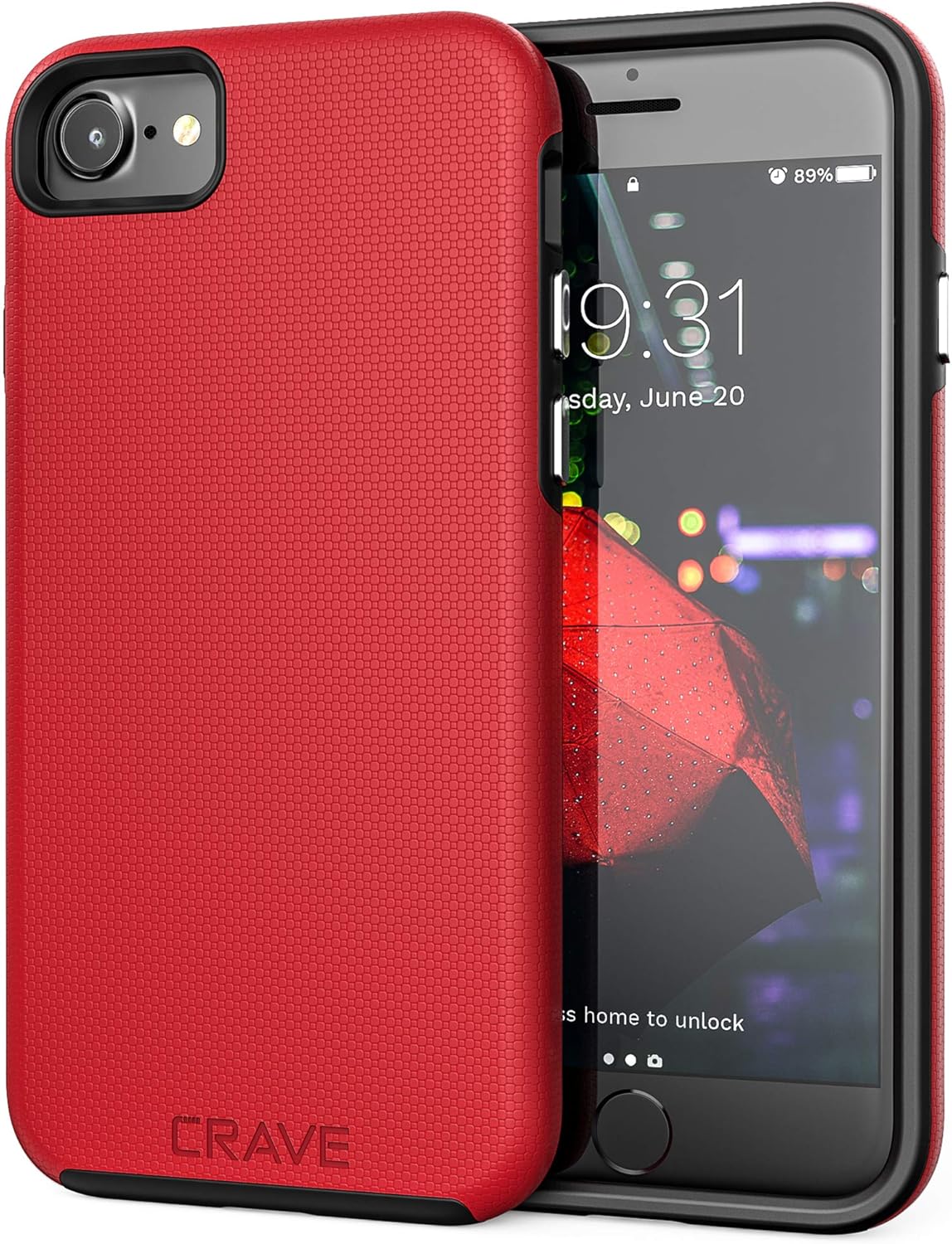 Crave iPhone SE 2020 Case, iPhone 8 Case, iPhone 7 Case, Dual Guard Protection Series Case for Apple iPhone SE/8/7 (4.7 Inch) - Red