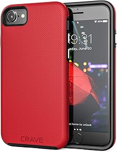 Crave iPhone SE 2020 Case, iPhone 8 Case, iPhone 7 Case, Dual Guard Protection Series Case for Apple iPhone SE/8/7 (4.7 Inch) - Red