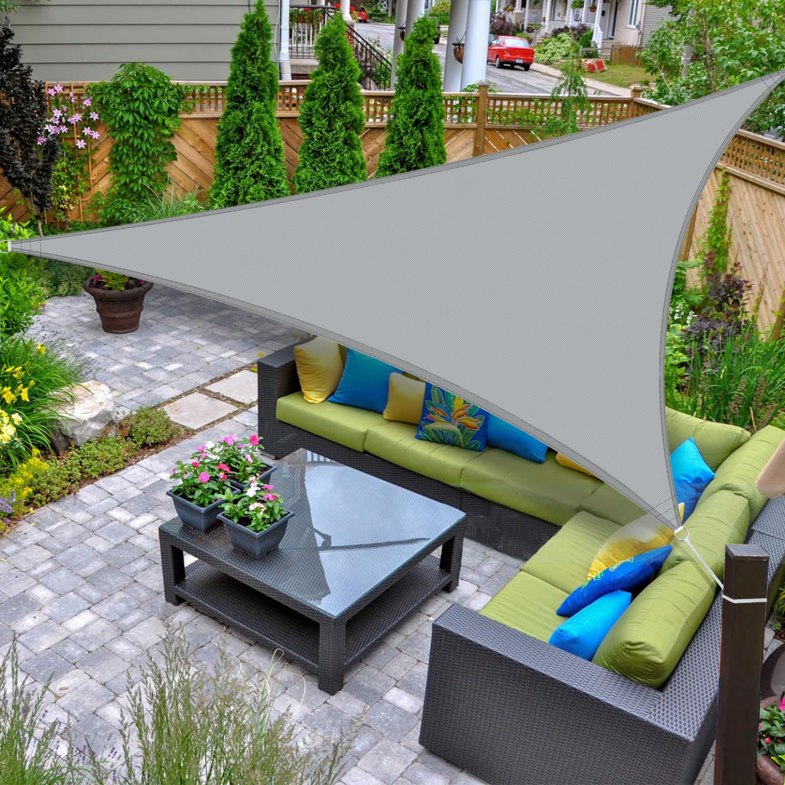 AXT SHADE Sun Shade Sail Waterproof 3x3x3m Triangle UV Block Canopy Awning for Patio Outdoor Garden Backyard -Light Grey