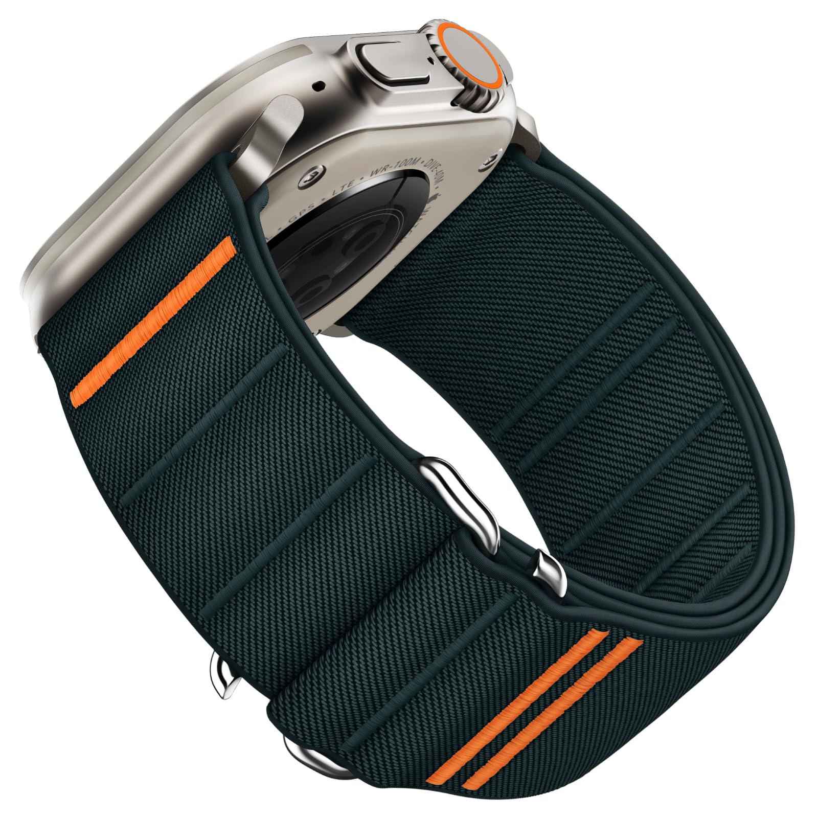 Suitisbest Straps Compatible with Apple Watch Ultra Strap 49mm 46mm 45mm 44mm 42mm, Stretchy Nylon Sport Loop Strap with S-Hook for Apple Watch Ultra 2/ Ultra SE Series 10 9 8 7 6 5 4 3, Dark Green