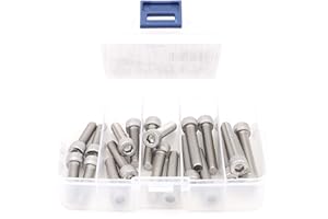 iexcell 20 Pcs M8 x 30/35/40/45/50 mm Stainless Steel 304 Hex Socket Head Cap Screws Bolts Assortment, Fully Threaded