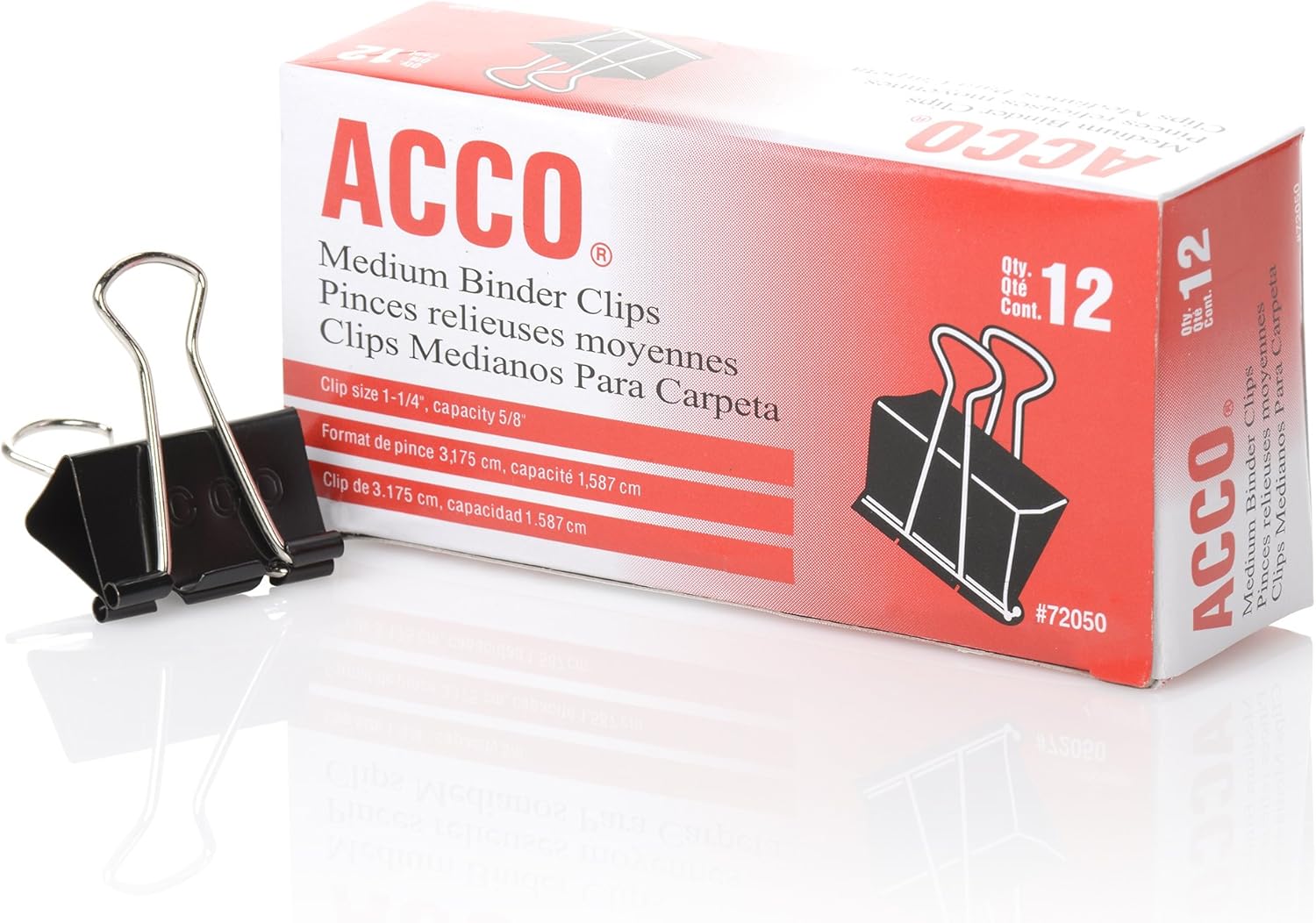 ACCO Binder Clips, Medium, Black, 12 per Box, 2 Boxes (72062) : Office Products
