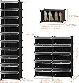 HOMIDEC 10-Tier Shoe Rack with Doors Narrow Dustproof Storage Cabinet view 3