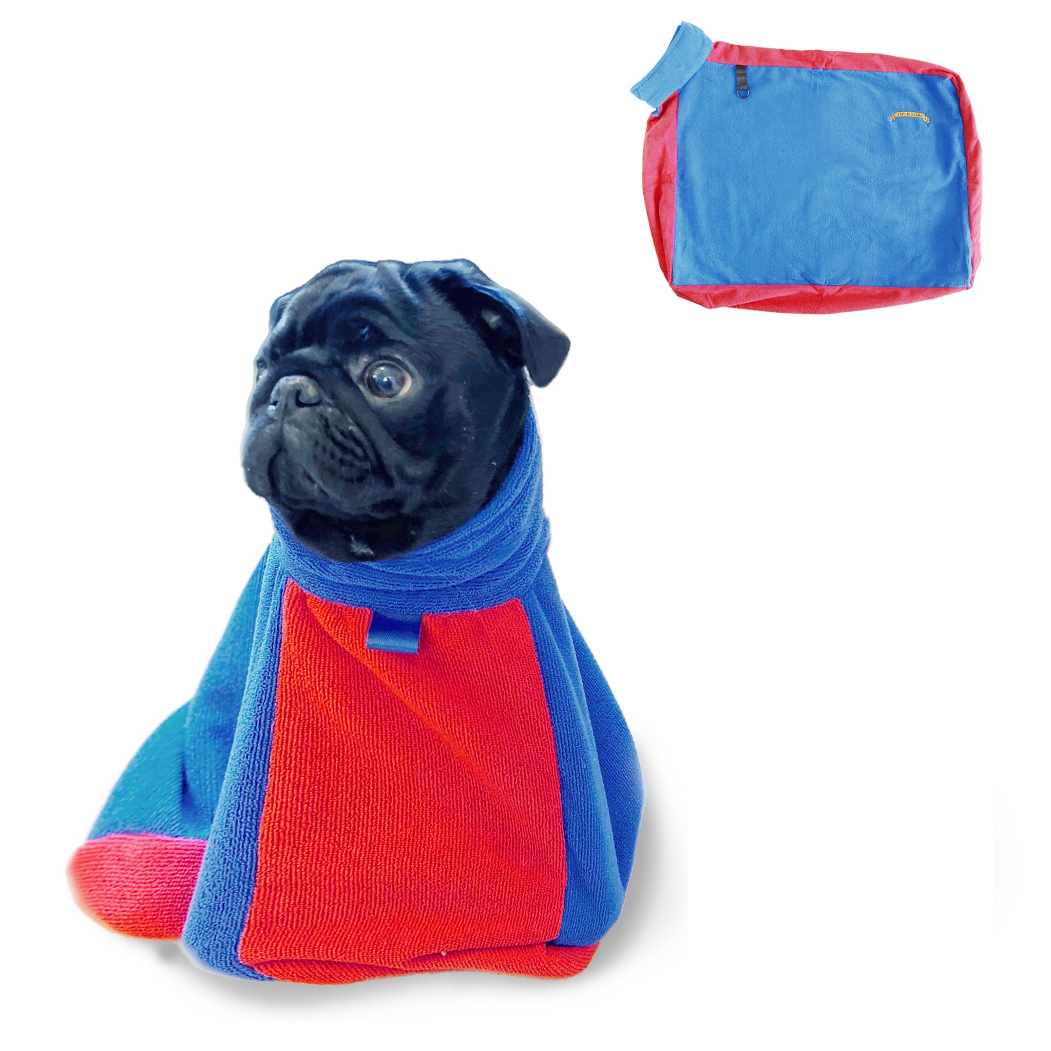 TAIL BLAZERS Quality Dog Drying Bag. Keep Dry and Warm After Bath or Walk. Protects Home and Car From Wet and Mud. Extra Soft Microfibre Doggy Towel Bags. Puppy Grooming Accessories. S Blue