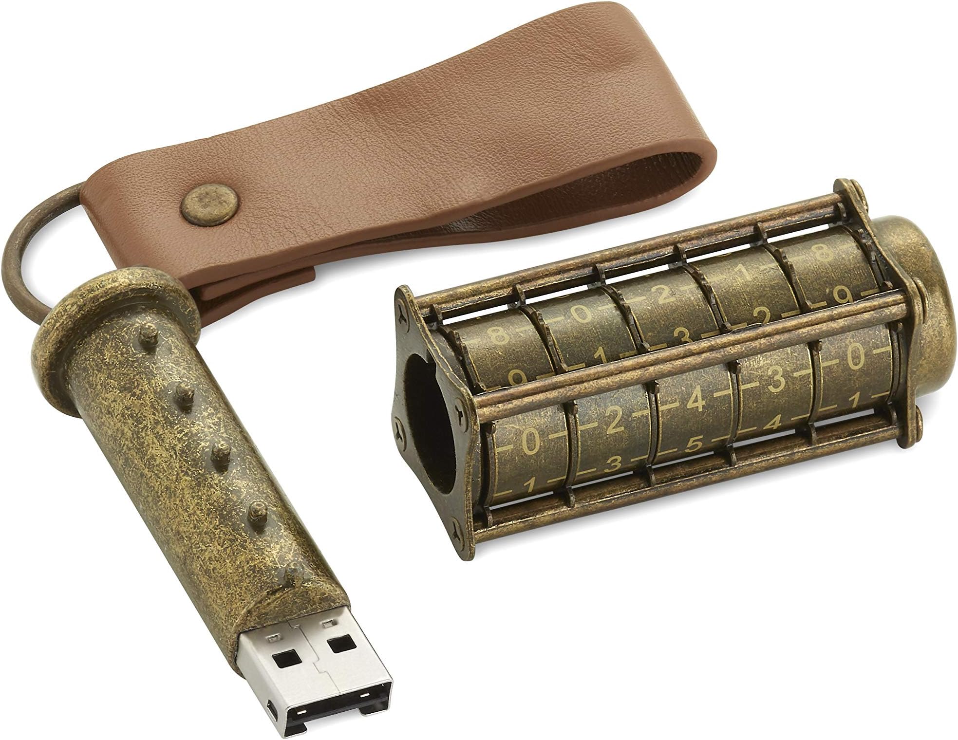 Cryptex USB Flash Drive | Unique Password Protected Flash Drive | Safely Store Up To 128gb | brass Coloured Portable Flash Drive | Inspired By Leonardo Da Vincis Sketches