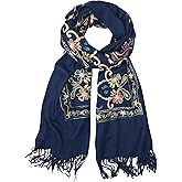 Urban CoCo Women's Embroidered Tassel Long Shawl Oversize Scarf Wraps for Women