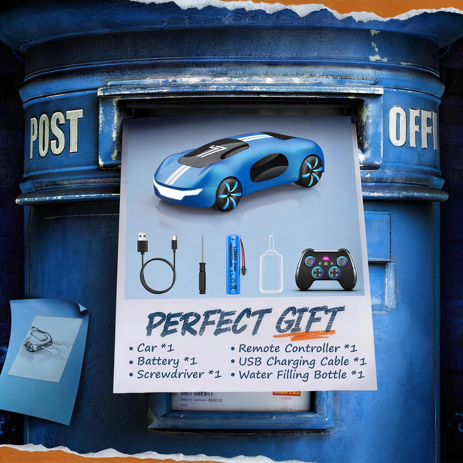 AEROQUEST Ferngesteuertes Auto Spielzeugauto,Aufladbar Gestensensor RC Stunt Auto mit Licht und Sprühen,2,4 GHz RC Drift Spielzeugauto Geschenk für Kinder ab 6 7 8 9 10+ Jahre Jungen Mädchen 7