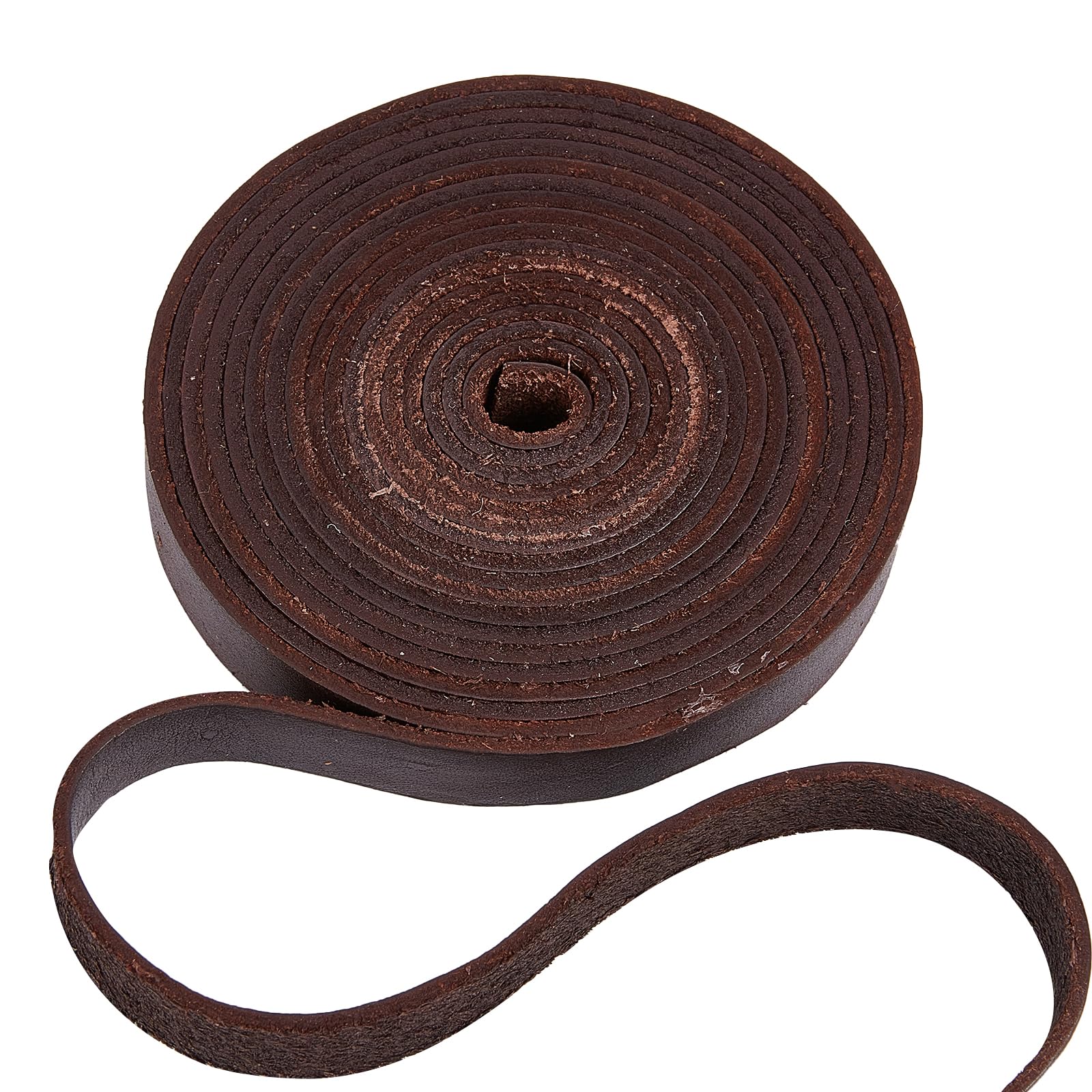GORGECRAFT 15mm Flat Genuine Leather Cord 2mm Thick Cowhide Leather Strap Strip Coconut Brown Leather Thread String for Bracelets Necklace Belts Jewelry Making Pet Collars Keychains DIY Craft, 3M Long