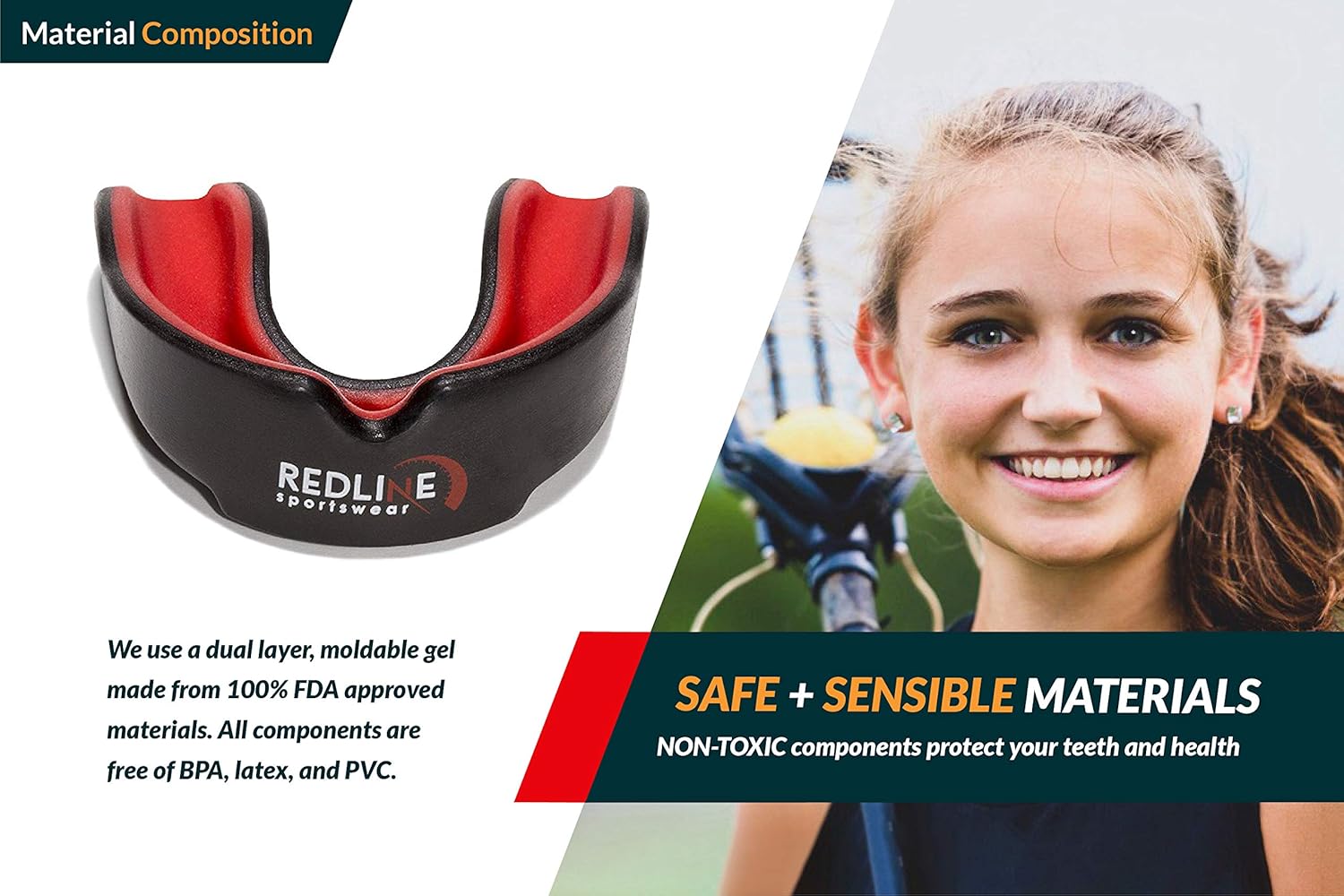 Redline Sportswear Custom Molded Mouthguard w/Case | Youth - Adult - Braces | Best Protection for MMA, Boxing, BJJ, Lacrosse, Football, Hockey and Other Sports | BPA Free (Blue & Black) : Sports & Outdoors