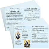 Motiskyy 100 Pcs How to Pray the Rosary Booklet Catholic 6"x 4", Light Blue | Laminated Pamphlet Card, Catholic Rosary Pamphlet Bulk, Pray The Rosary Booklet, for Beginners Sunday School Church
