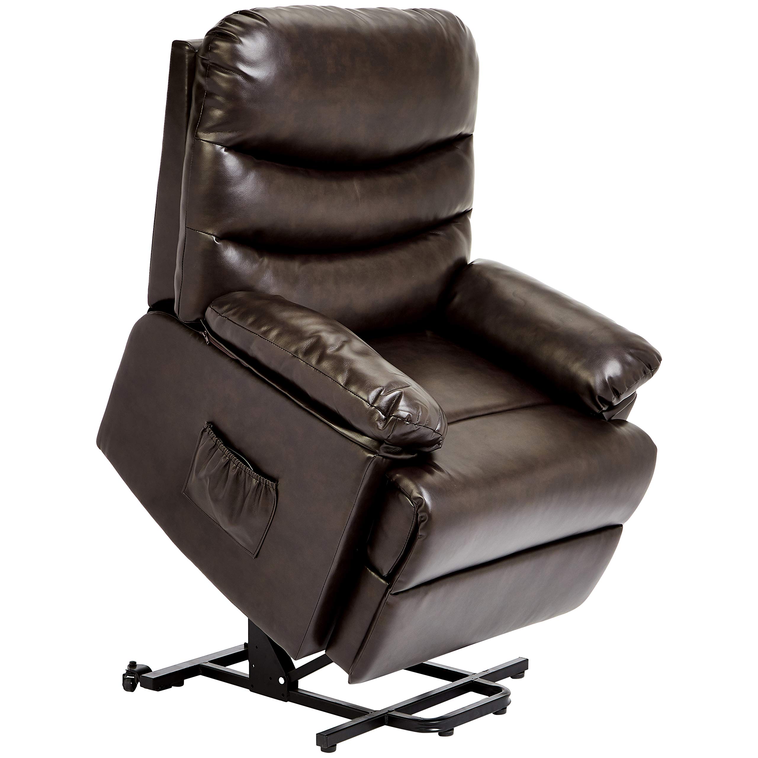 JC Home Sabadell Wall-Hugger Power-Lift Recliner with Faux-Leather Upholstery, Burnt Brûlée