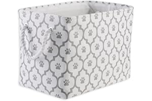 Bone Dry Pet Storage Collection Lattice Paw Print, Medium Rectangle, White/Gray