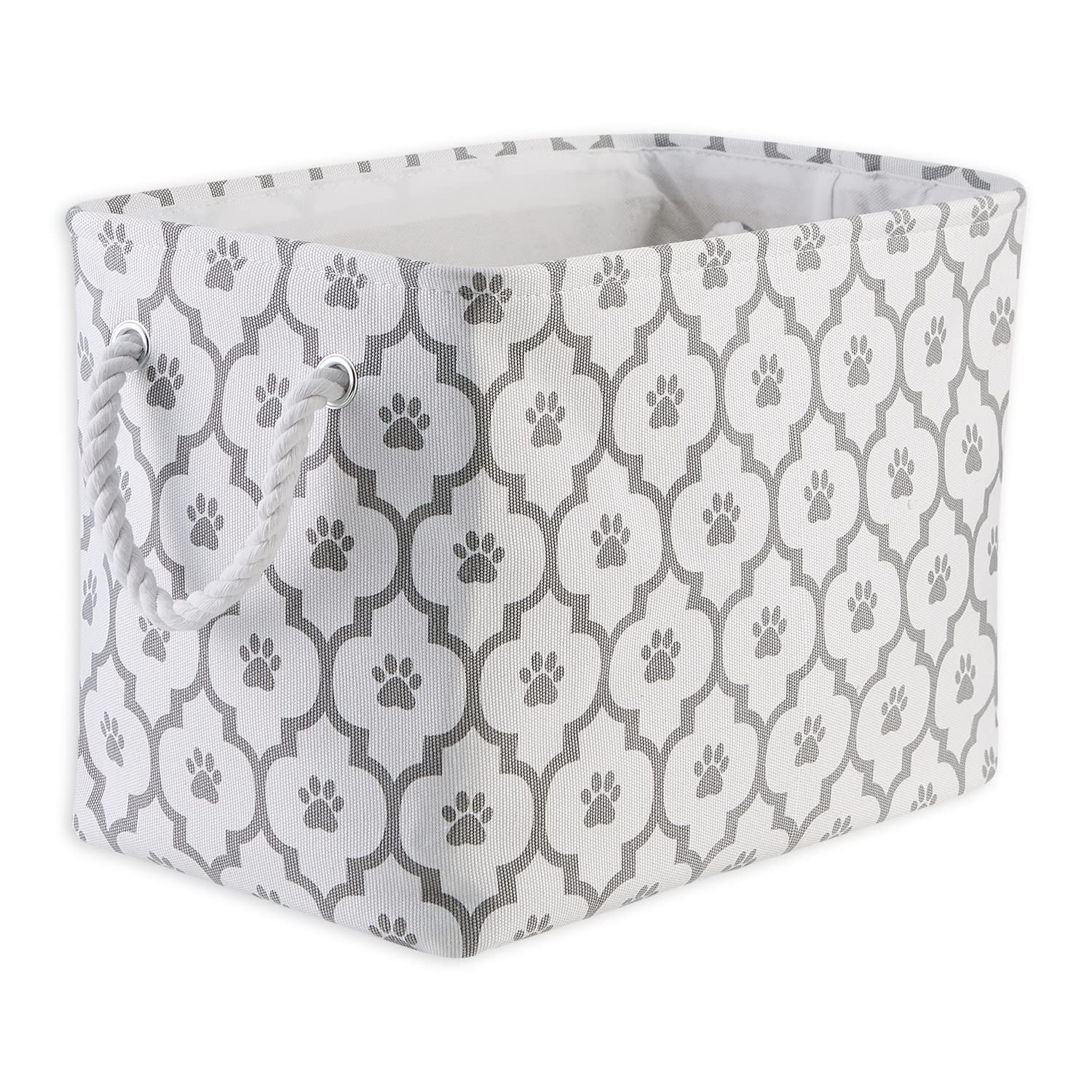 Bone Dry Paw Print Collapsible Polyester Pet Storage Bin, Rectangle Medium - 16 x 10 x 12", Lattice Gray