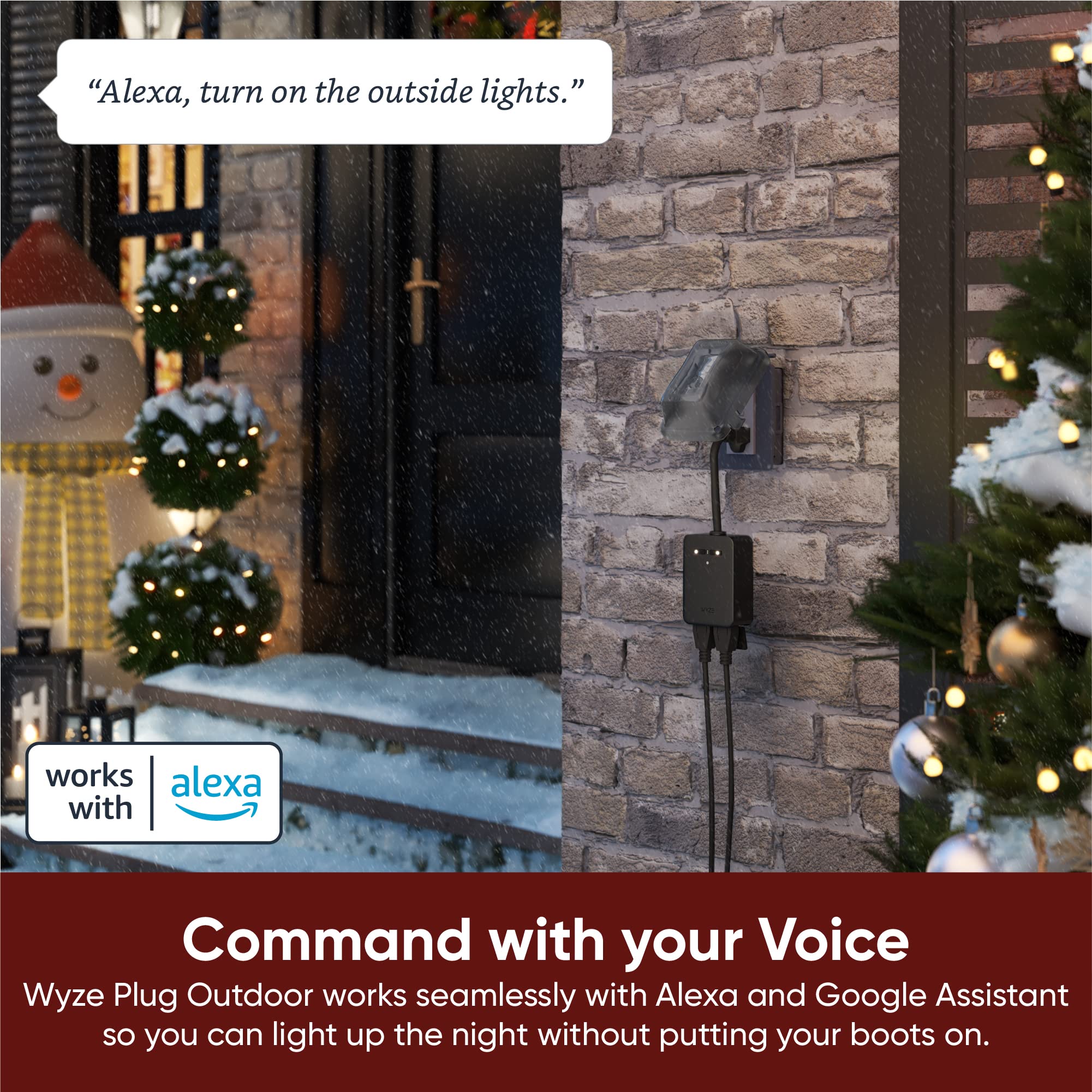 Wyze Plug Outdoor, Dual Outlets Energy Monitoring, IP64, 2.4GHz WiFi Smart Plug, Works with Alexa, Google Assistant, IFTTT, No Hub Required, Black - View 6